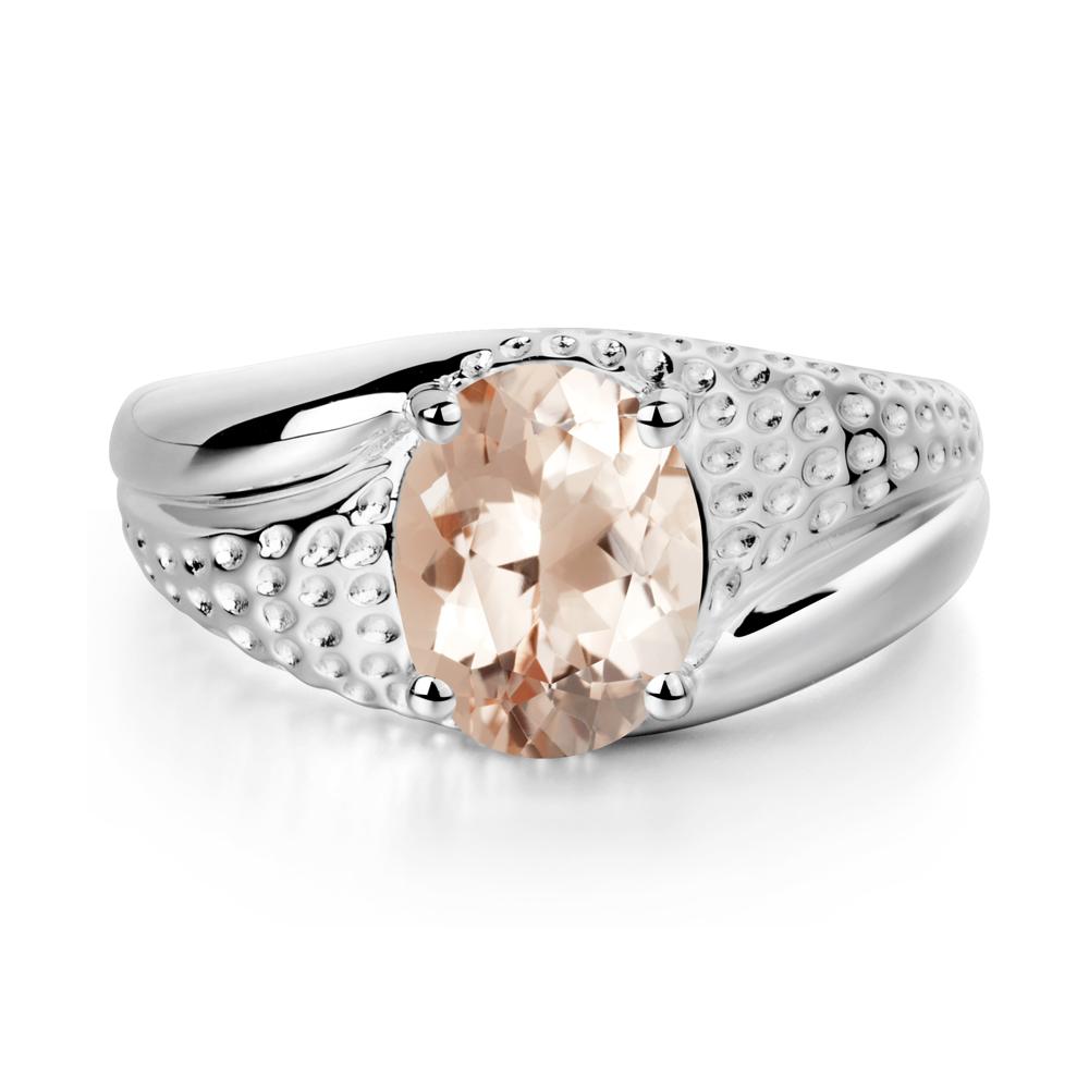 Rugged Oval Morganite Ring for Men - LUO Jewelry #metal_14k white gold