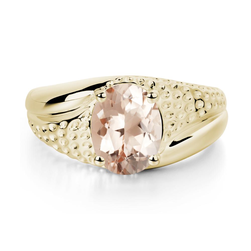 Rugged Oval Morganite Ring for Men - LUO Jewelry #metal_14k yellow gold