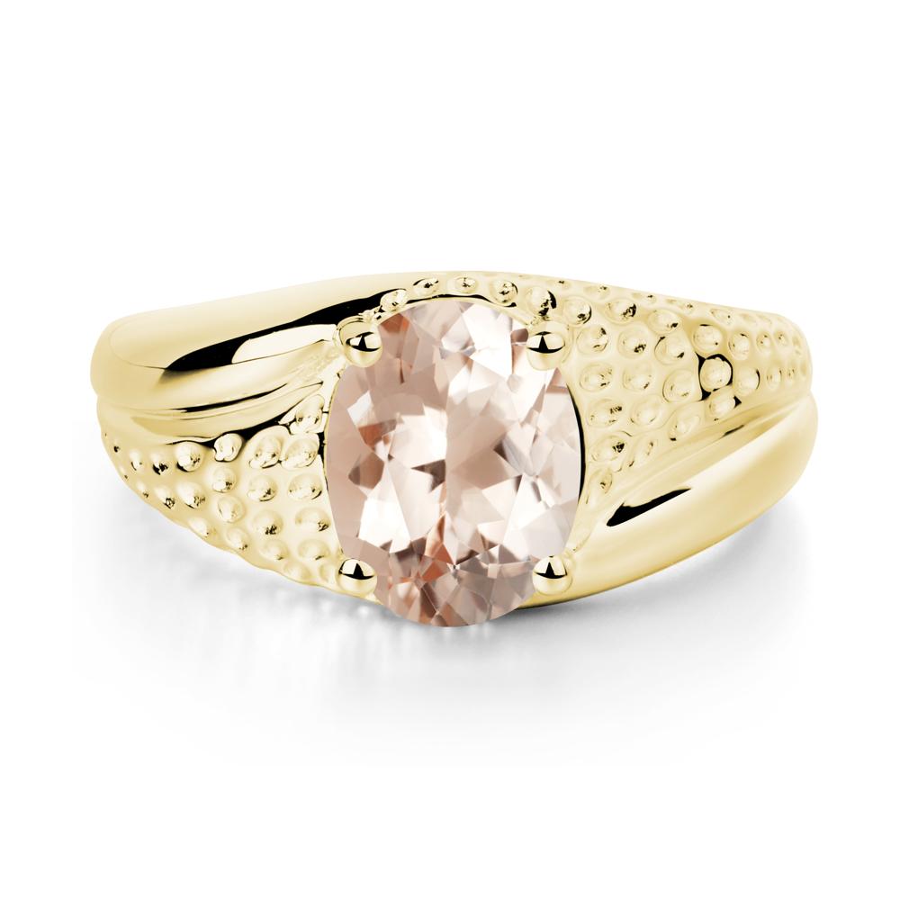 Rugged Oval Morganite Ring for Men - LUO Jewelry #metal_18k yellow gold