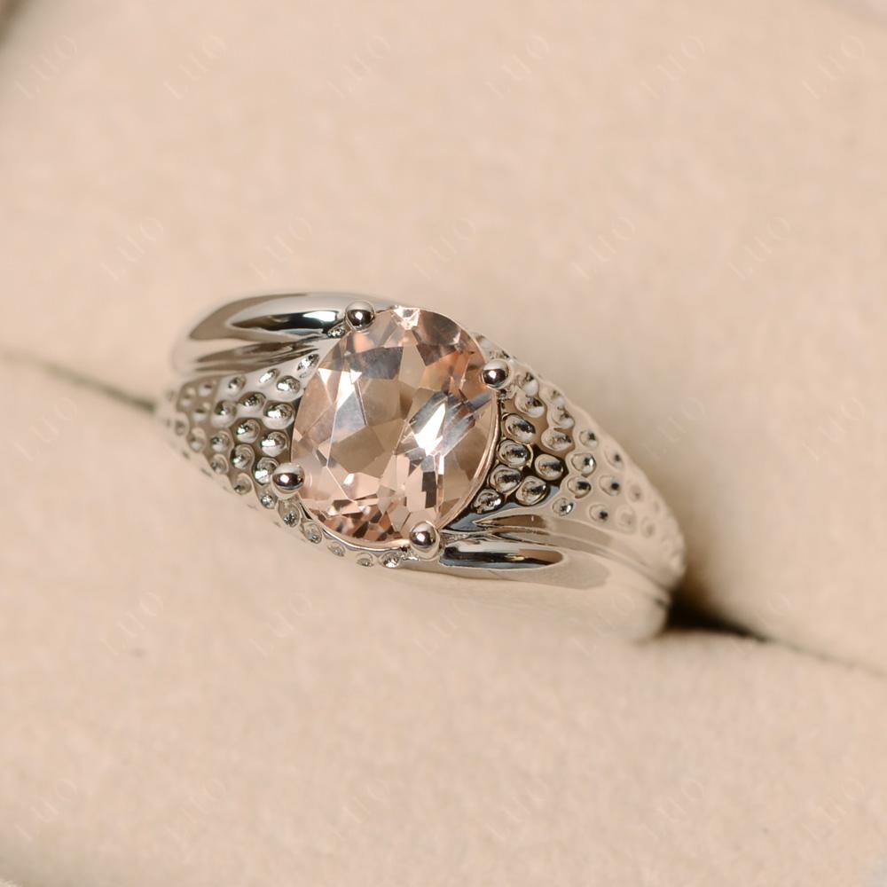 Rugged Oval Morganite Ring for Men