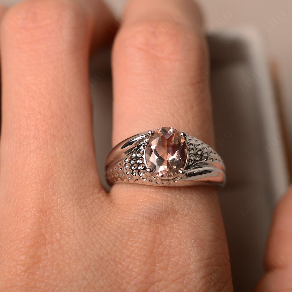 Rugged Oval Morganite Ring for Men