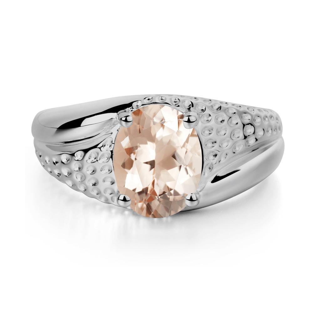 Rugged Oval Morganite Ring for Men - LUO Jewelry #metal_platinum