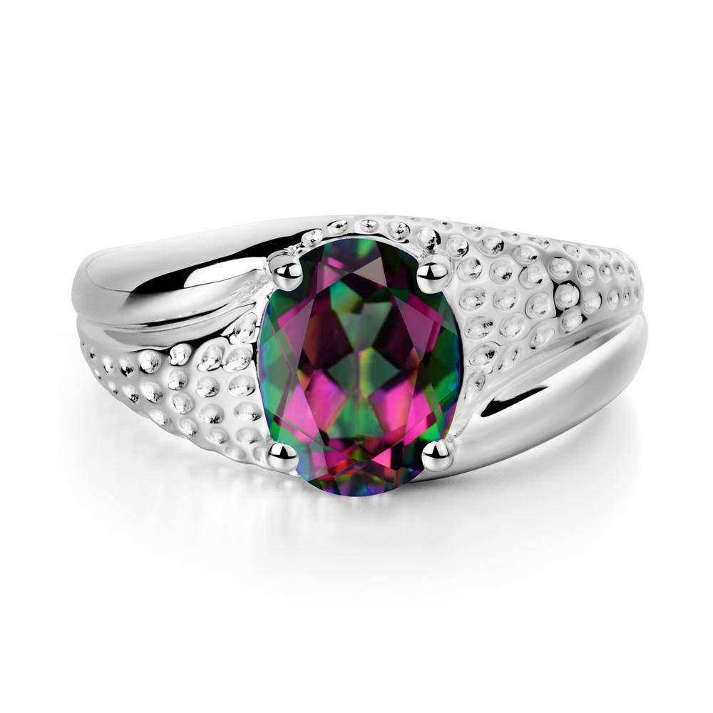 Rugged Oval Mystic Topaz Ring for Men - LUO Jewelry #metal_14k white gold