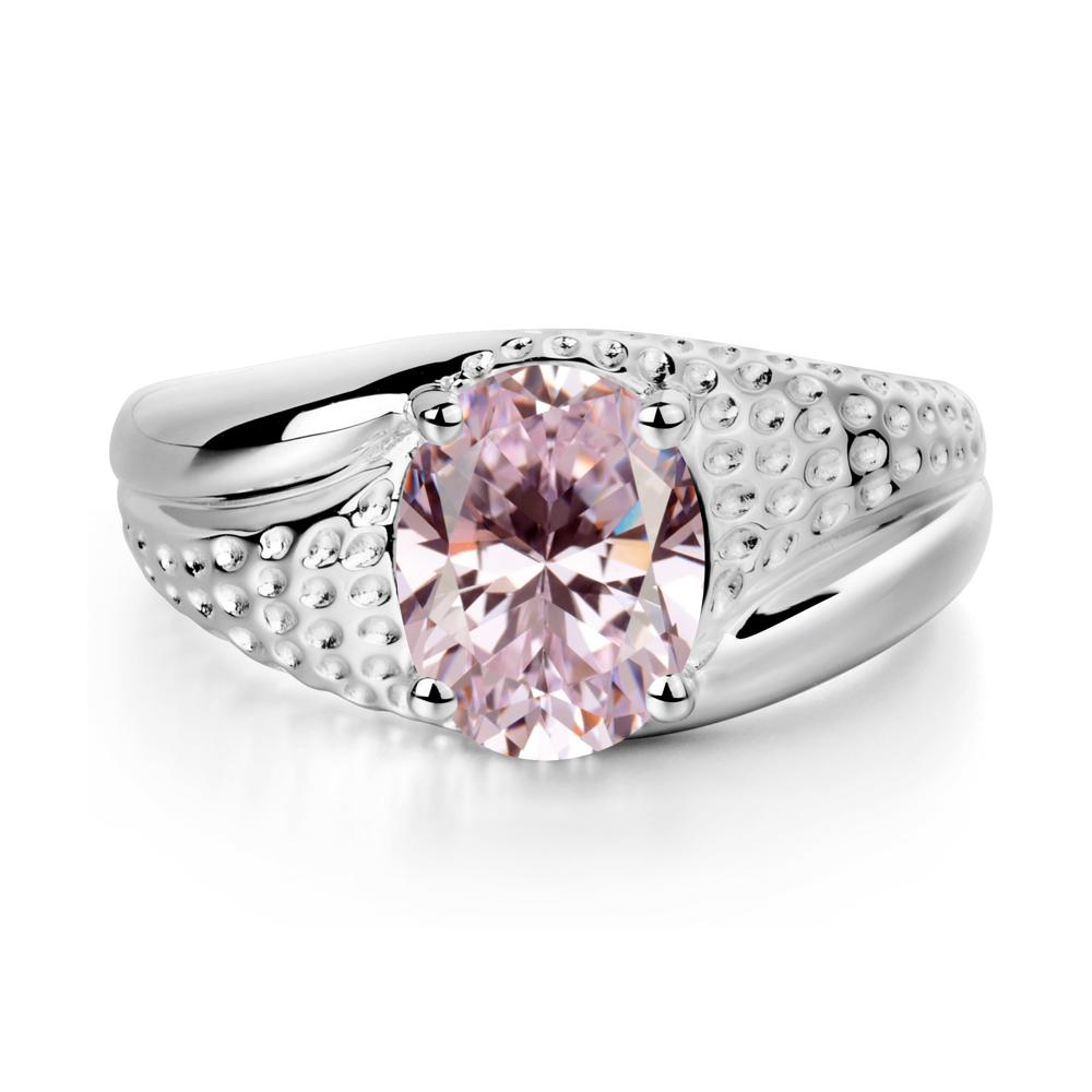 Rugged Oval Pink Cubic Zirconia Ring for Men - LUO Jewelry #metal_18k white gold