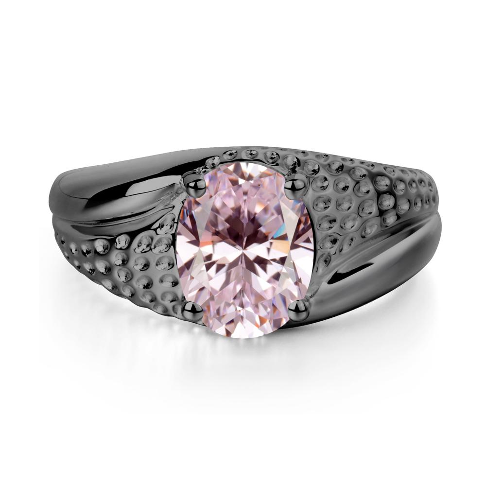 Rugged Oval Pink Cubic Zirconia Ring for Men - LUO Jewelry #metal_black finish sterling silver