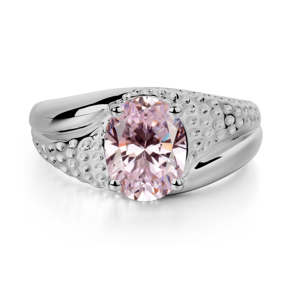 Rugged Oval Pink Cubic Zirconia Ring for Men - LUO Jewelry #metal_platinum