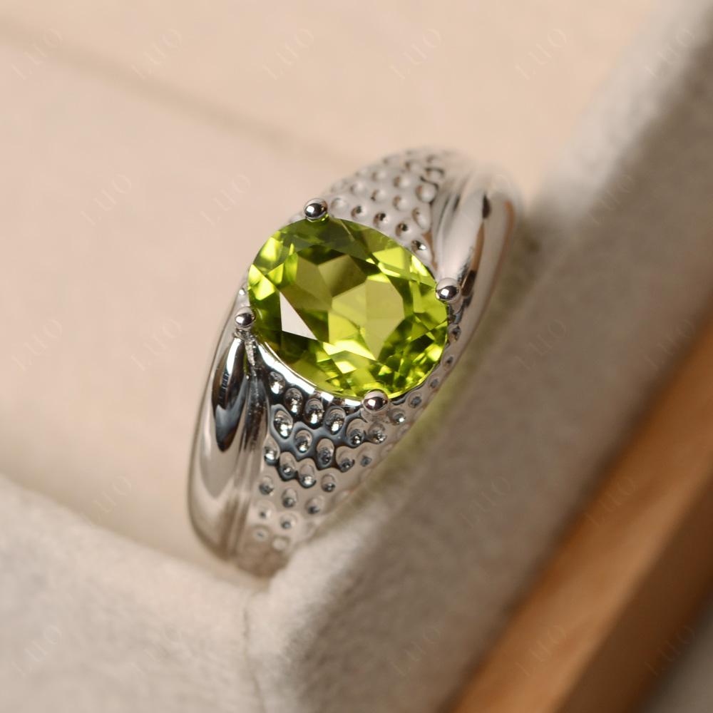 Rugged Oval Peridot Ring for Men