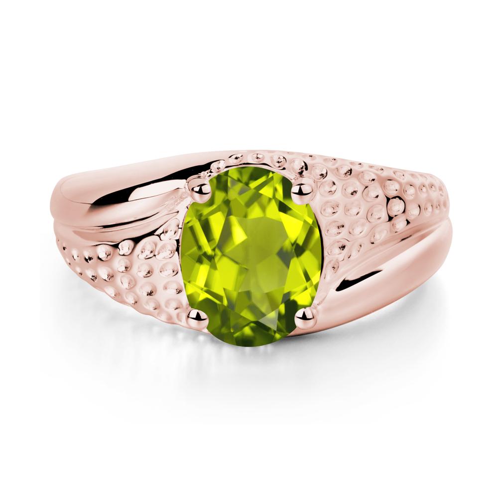 Rugged Oval Peridot Ring for Men - LUO Jewelry #metal_18k rose gold