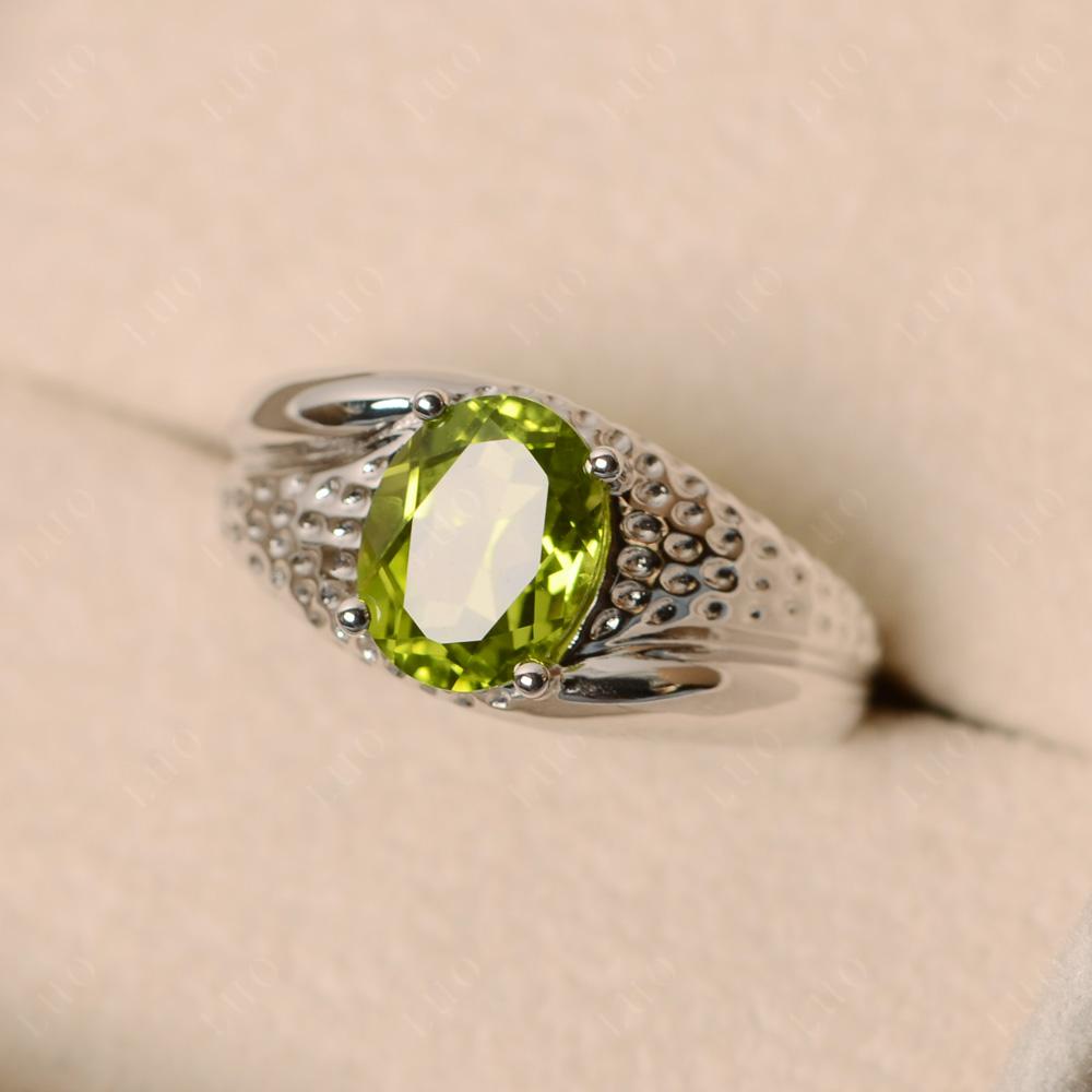 Rugged Oval Peridot Ring for Men