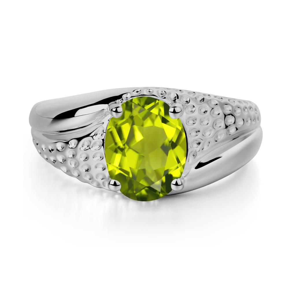 Rugged Oval Peridot Ring for Men - LUO Jewelry #metal_platinum