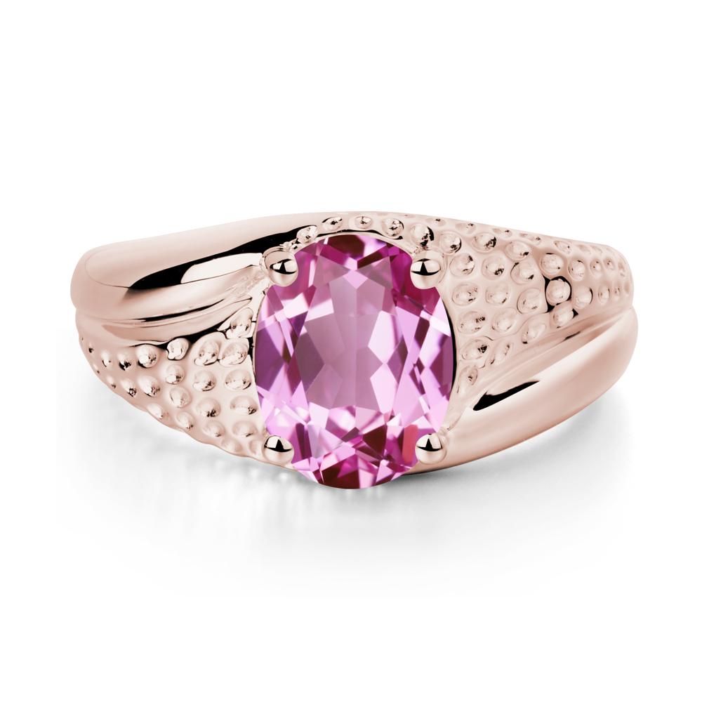 Pink Sapphire Solitaire Ring for Men - LUO Jewelry #metal_14k rose gold