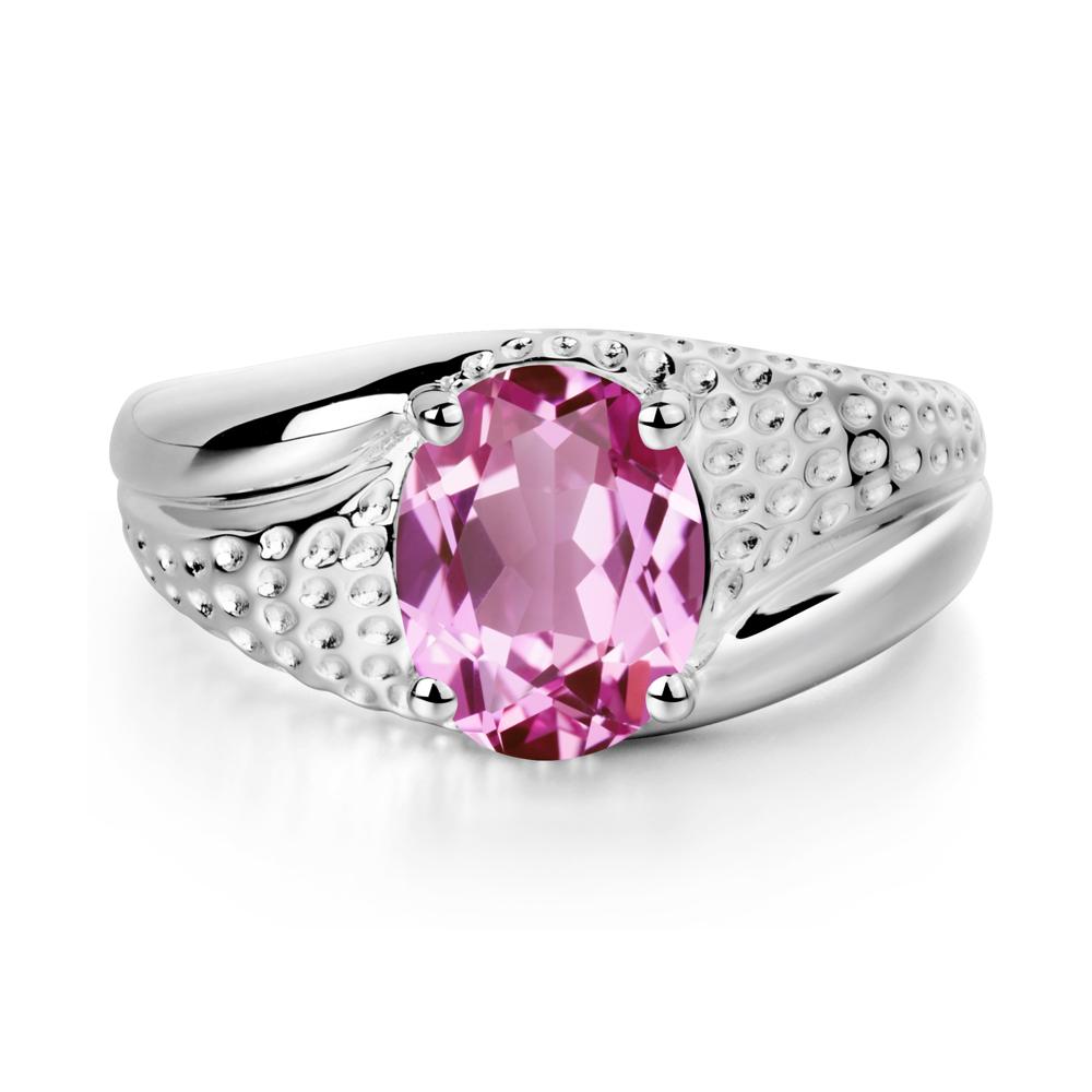 Pink Sapphire Solitaire Ring for Men - LUO Jewelry #metal_14k white gold