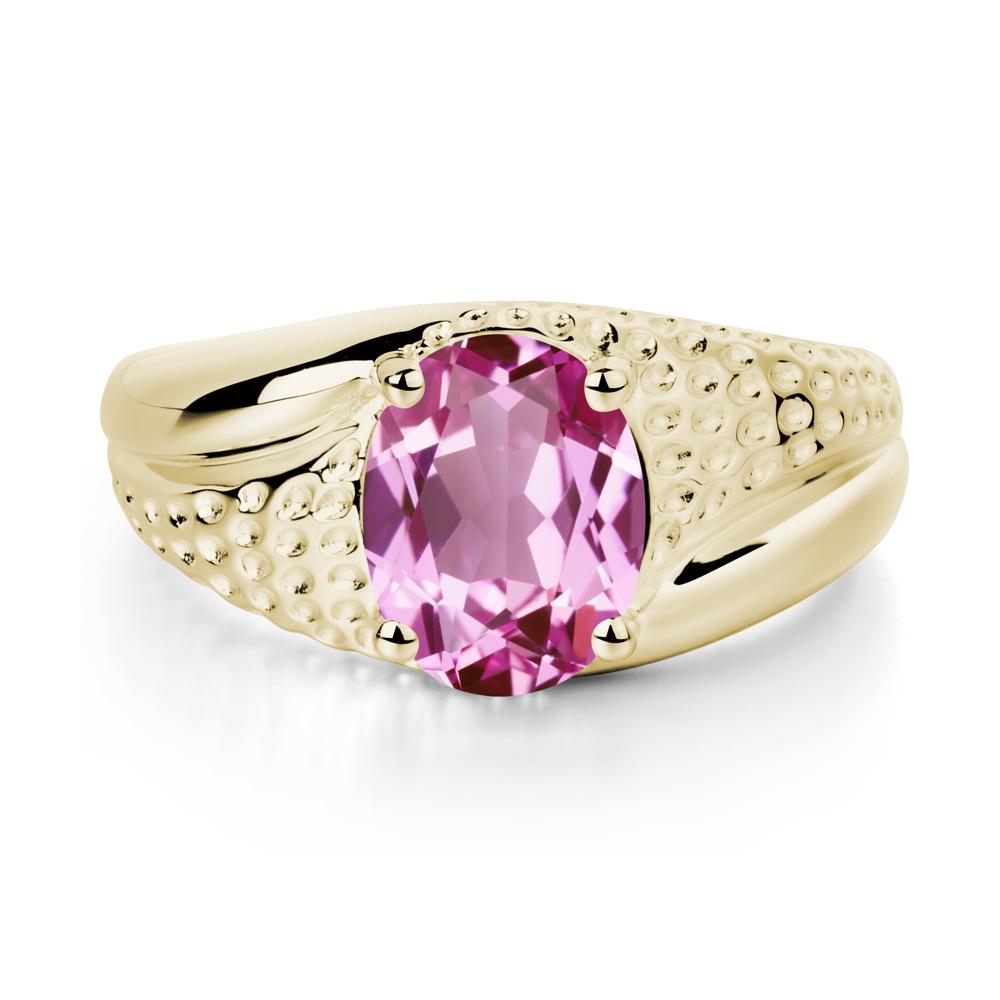 Pink Sapphire Solitaire Ring for Men - LUO Jewelry #metal_14k yellow gold