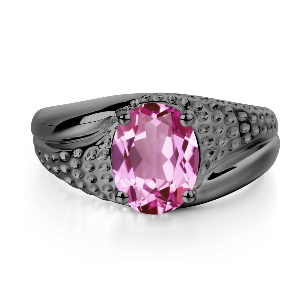 Pink Sapphire Solitaire Ring for Men - LUO Jewelry #metal_black finish sterling silver