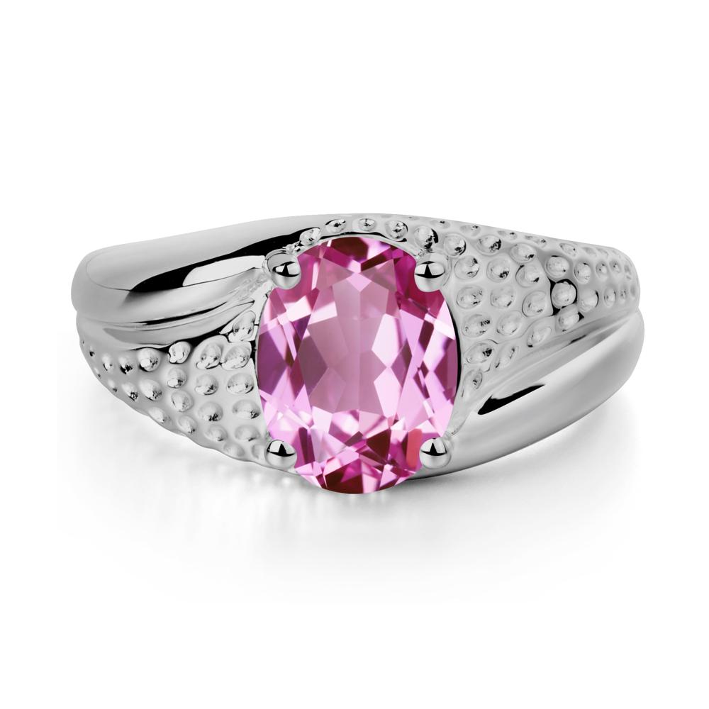 Pink Sapphire Solitaire Ring for Men - LUO Jewelry #metal_platinum