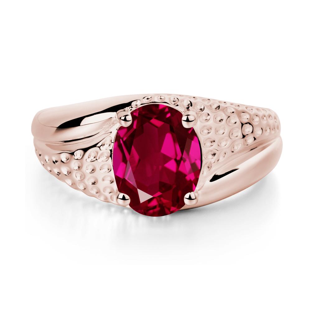 Ruby Solitaire Ring for Men - LUO Jewelry #metal_14k rose gold