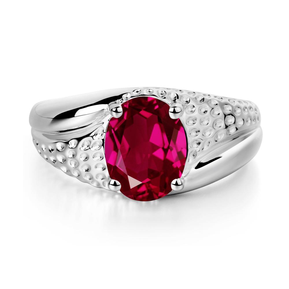 Ruby Solitaire Ring for Men - LUO Jewelry #metal_14k white gold