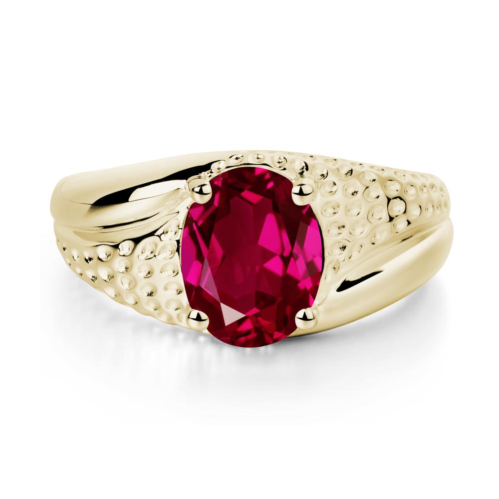 Ruby Solitaire Ring for Men - LUO Jewelry #metal_14k yellow gold