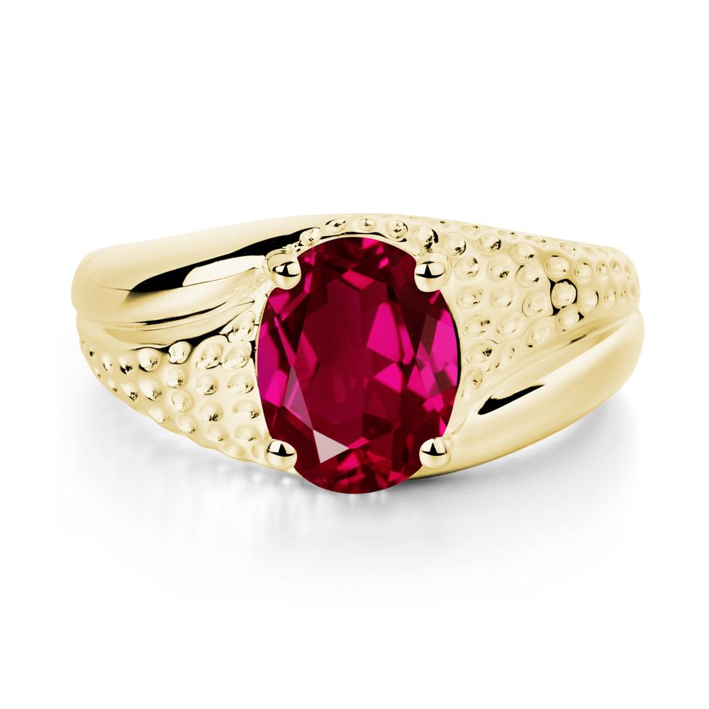 Ruby Solitaire Ring for Men - LUO Jewelry #metal_18k yellow gold