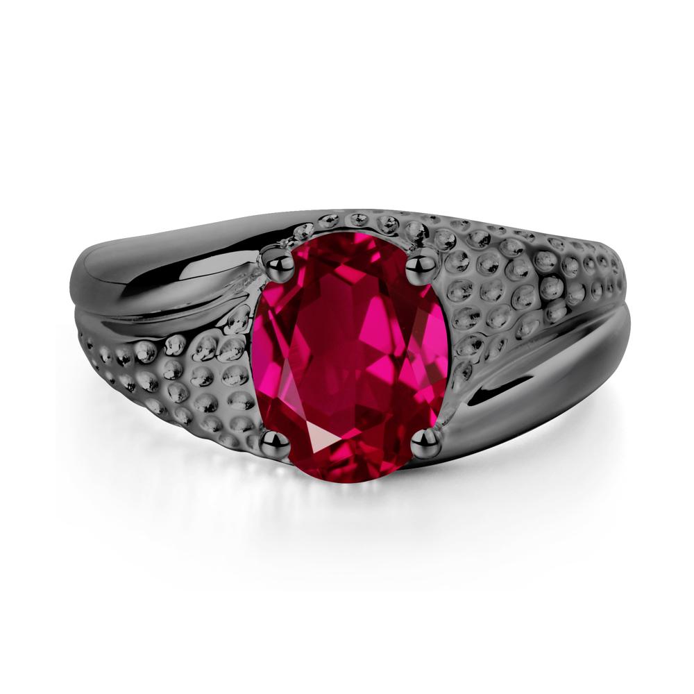 Ruby Solitaire Ring for Men - LUO Jewelry #metal_black finish sterling silver