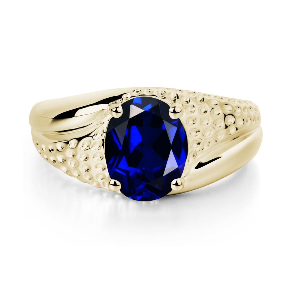 Rugged Oval Sapphire Ring for Men - LUO Jewelry #metal_14k yellow gold