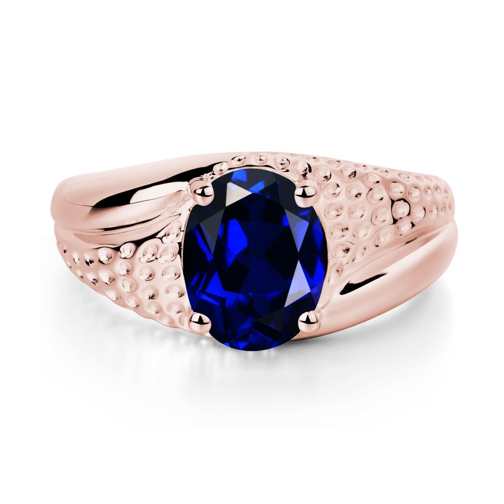 Rugged Oval Sapphire Ring for Men - LUO Jewelry #metal_18k rose gold