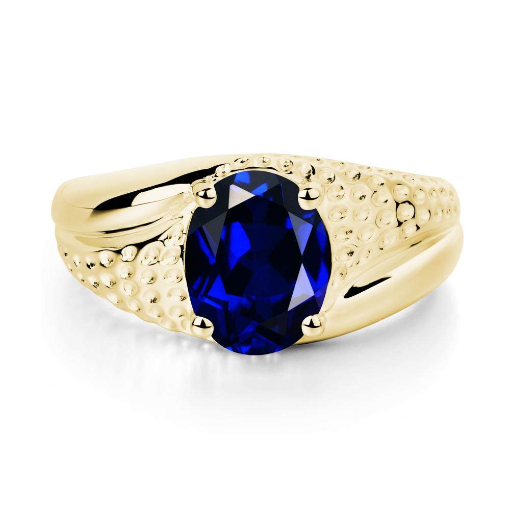 Rugged Oval Sapphire Ring for Men - LUO Jewelry #metal_18k yellow gold