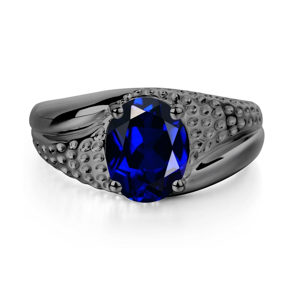 Rugged Oval Sapphire Ring for Men - LUO Jewelry #metal_black finish sterling silver