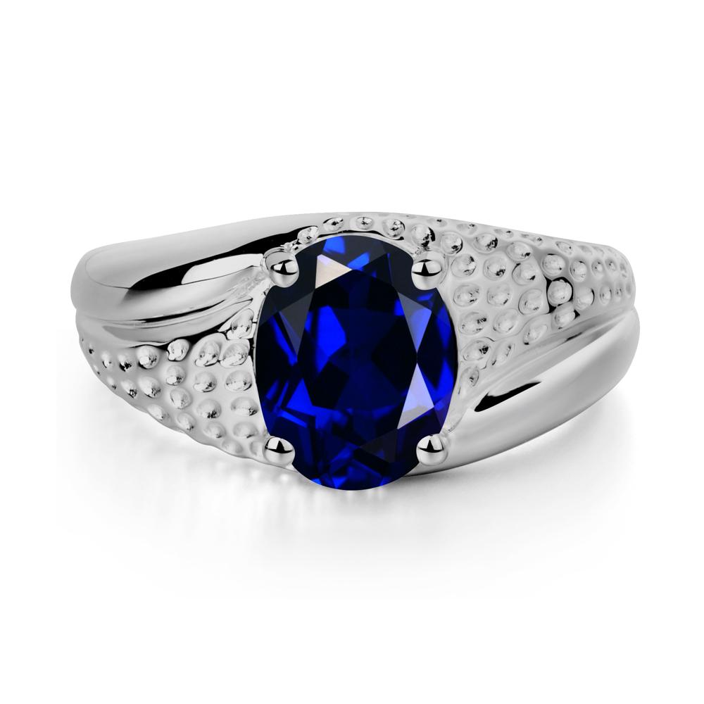 Rugged Oval Sapphire Ring for Men - LUO Jewelry #metal_platinum