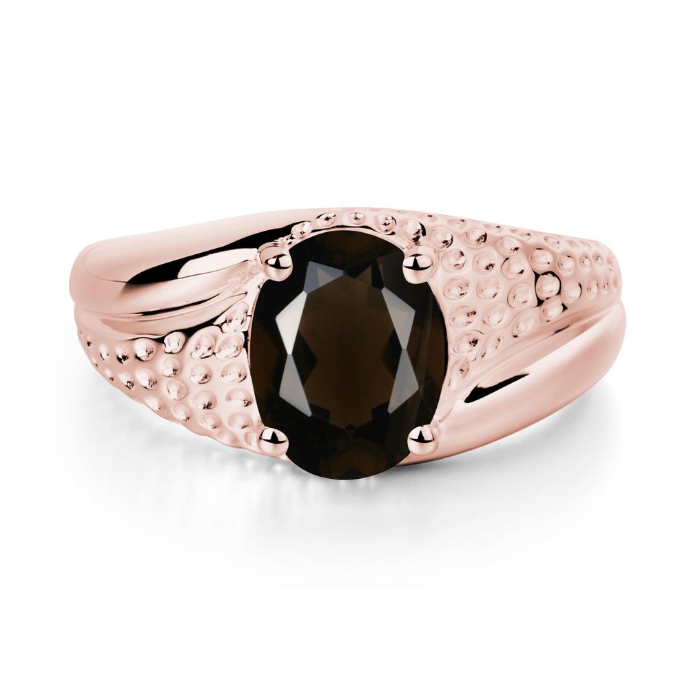 Rugged Oval Smoky Quartz Ring for Men - LUO Jewelry #metal_18k rose gold