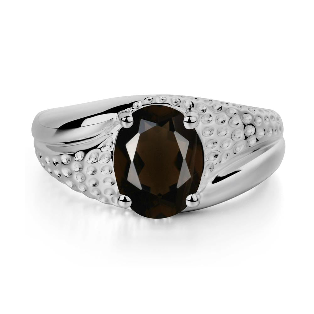 Rugged Oval Smoky Quartz Ring for Men - LUO Jewelry #metal_platinum