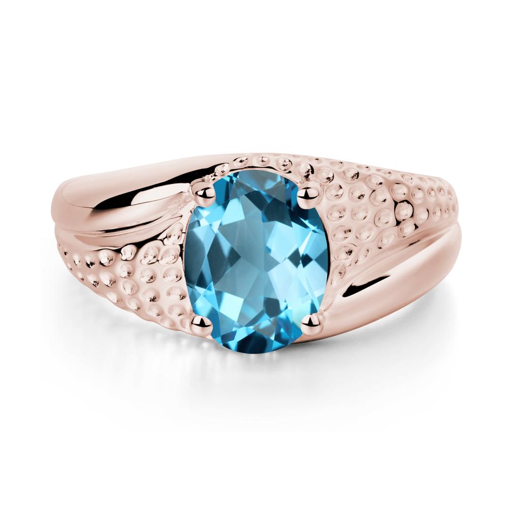 Swiss Blue Topaz Solitaire Ring for Men - LUO Jewelry #metal_14k rose gold