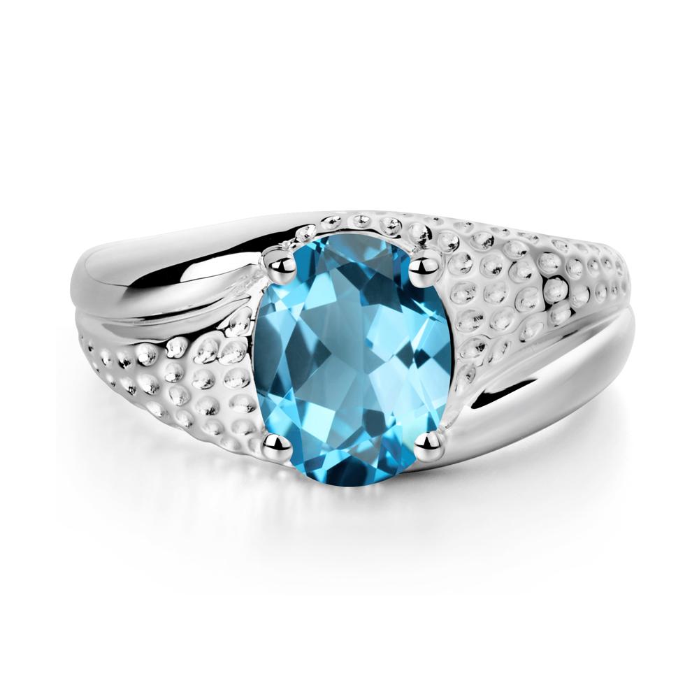 Swiss Blue Topaz Solitaire Ring for Men - LUO Jewelry #metal_14k white gold