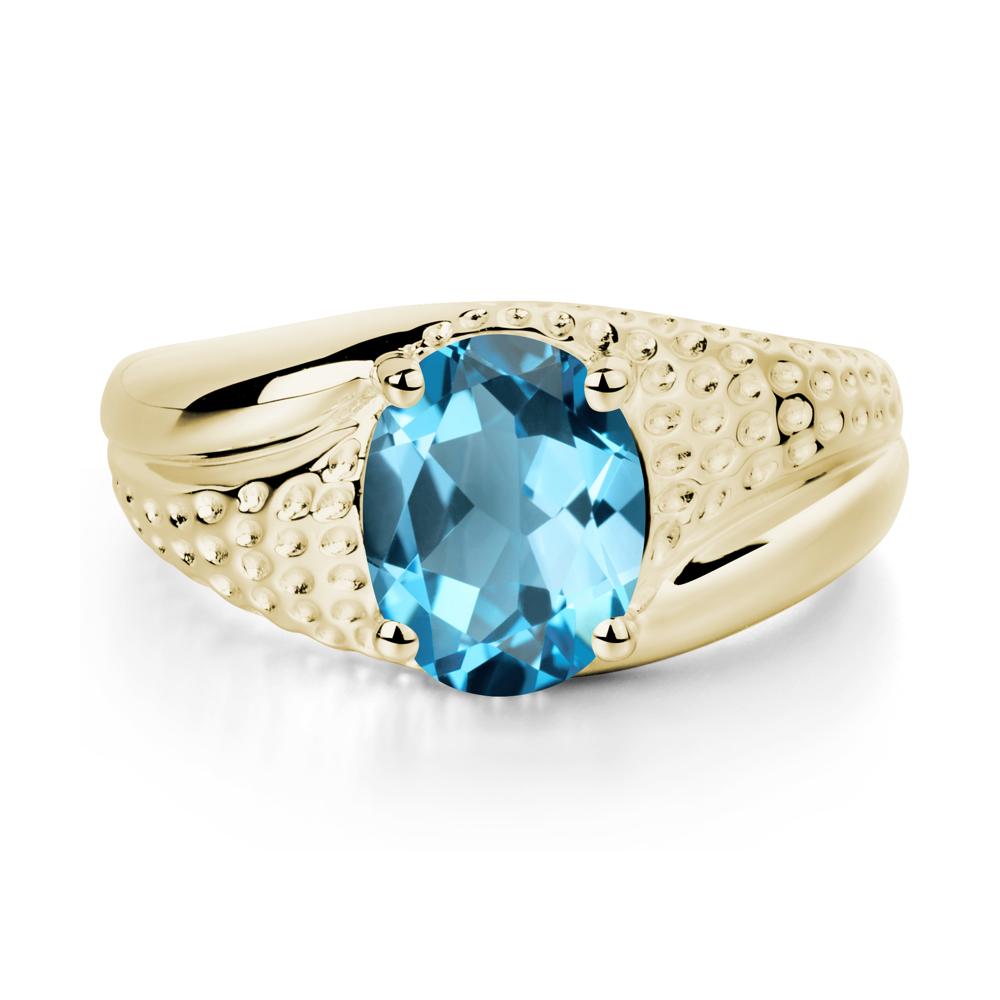 Swiss Blue Topaz Solitaire Ring for Men - LUO Jewelry #metal_14k yellow gold