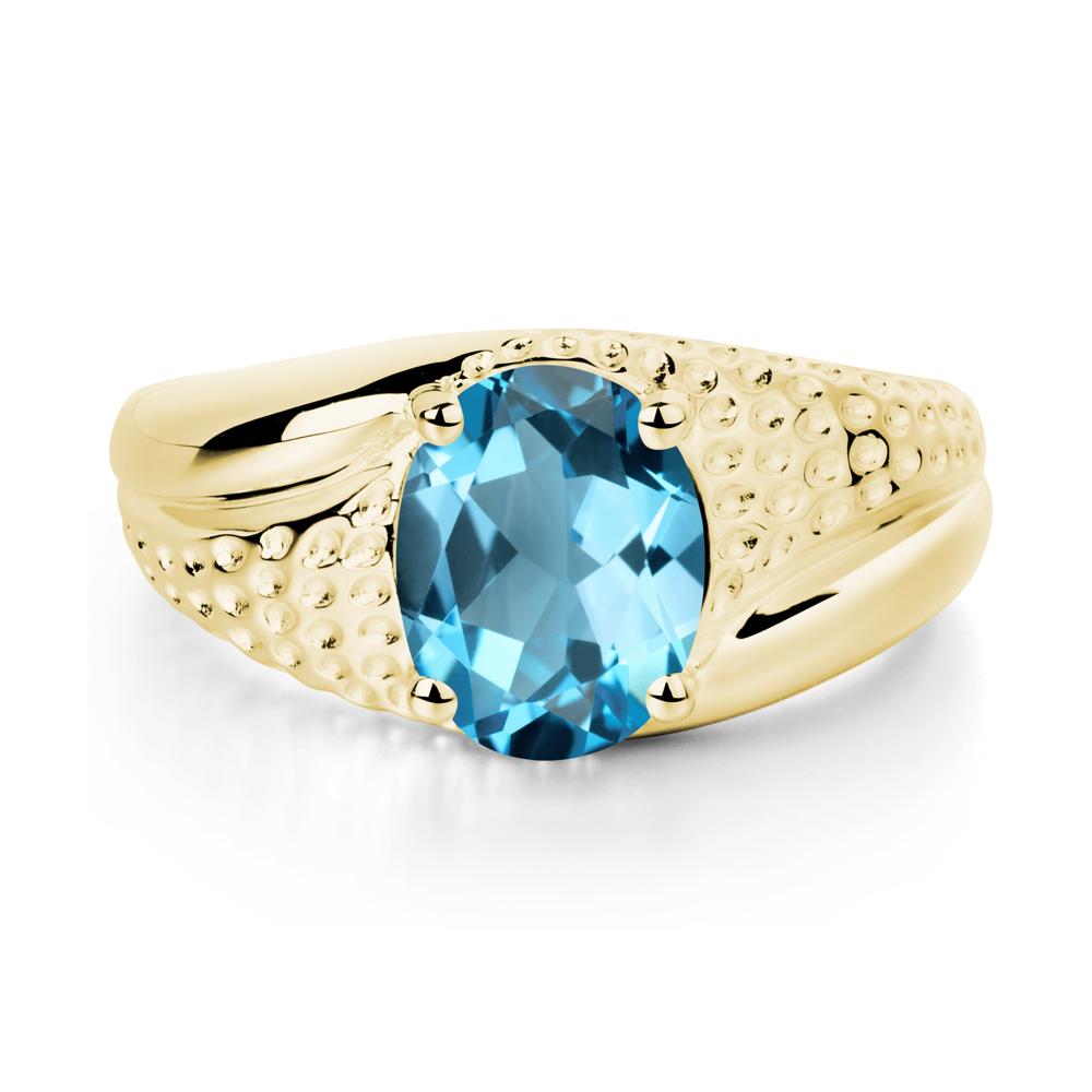 Swiss Blue Topaz Solitaire Ring for Men - LUO Jewelry #metal_18k yellow gold