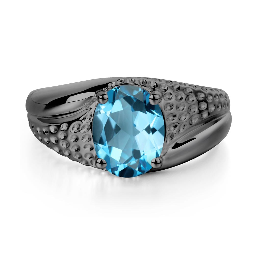 Swiss Blue Topaz Solitaire Ring for Men - LUO Jewelry #metal_black finish sterling silver