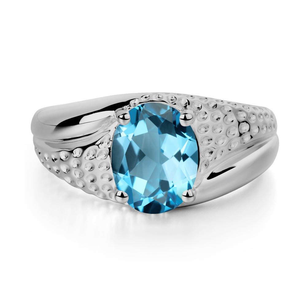 Swiss Blue Topaz Solitaire Ring for Men - LUO Jewelry #metal_platinum