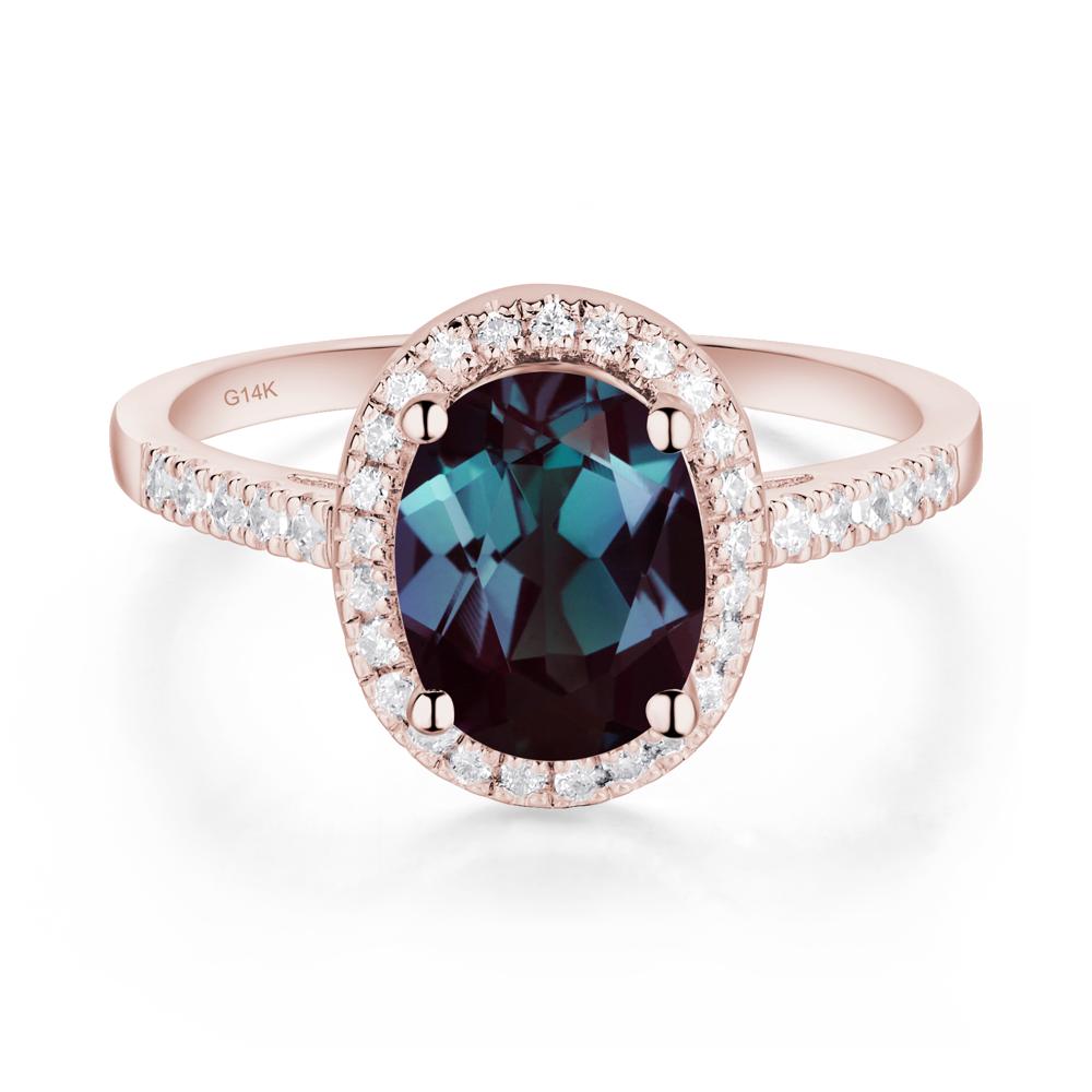 Oval Alexandrite Halo Ring - LUO Jewelry #metal_14k rose gold