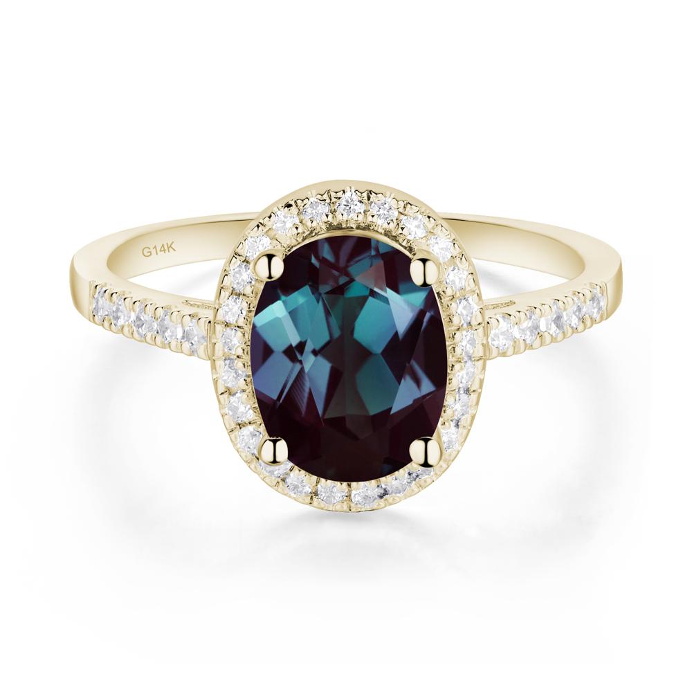 Oval Alexandrite Halo Ring - LUO Jewelry #metal_14k yellow gold