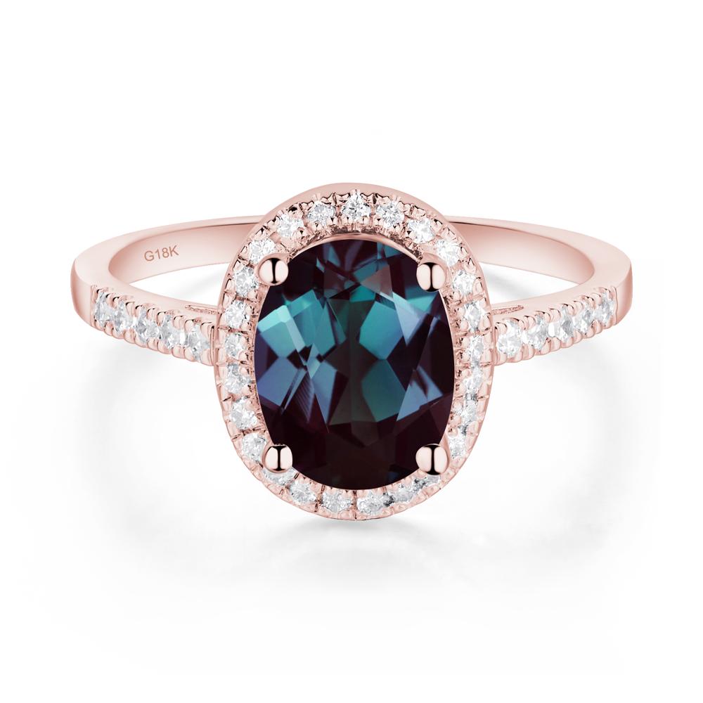 Oval Alexandrite Halo Ring - LUO Jewelry #metal_18k rose gold