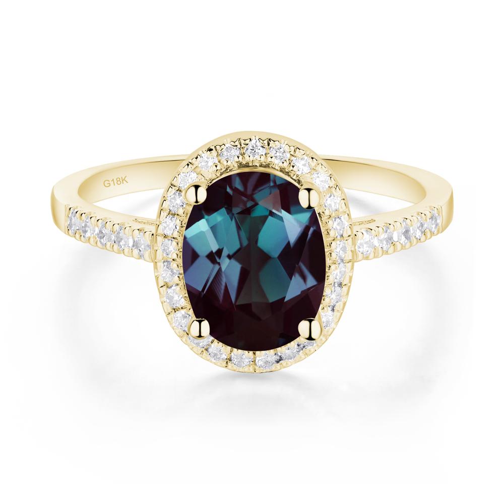 Oval Alexandrite Halo Ring - LUO Jewelry #metal_18k yellow gold