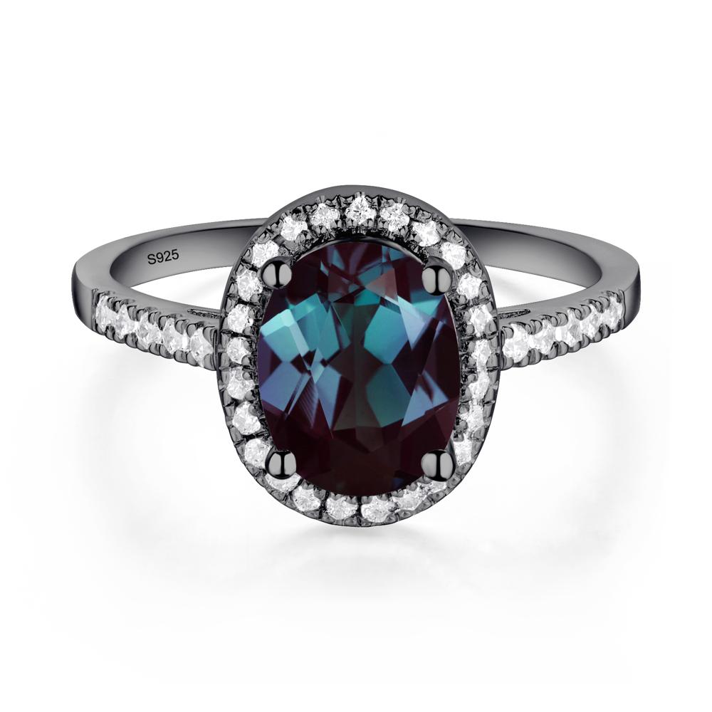 Oval Alexandrite Halo Ring - LUO Jewelry #metal_black finish sterling silver