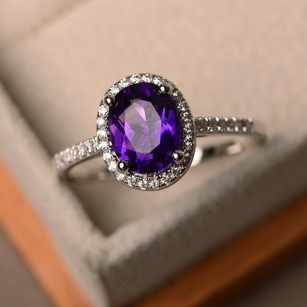 Oval Amethyst Halo Ring - LUO Jewelry 