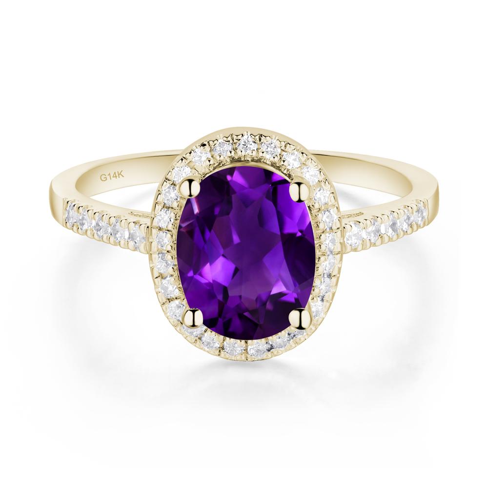 Oval Amethyst Halo Ring - LUO Jewelry #metal_14k yellow gold