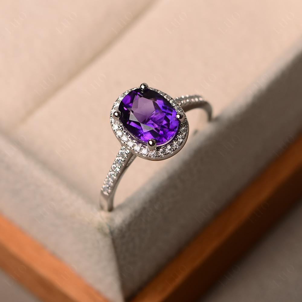 Oval Amethyst Halo Ring - LUO Jewelry 