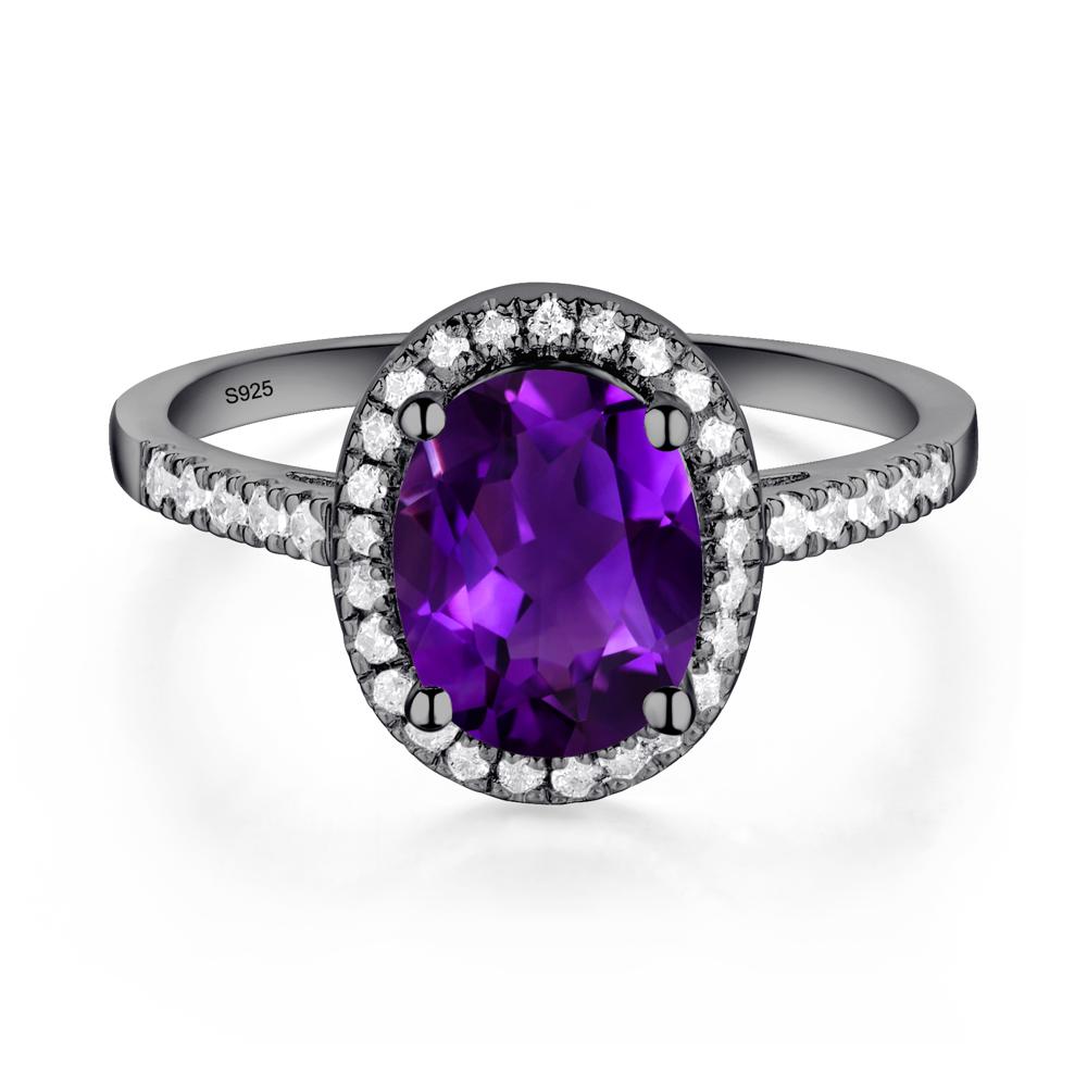 Oval Amethyst Halo Ring - LUO Jewelry #metal_black finish sterling silver