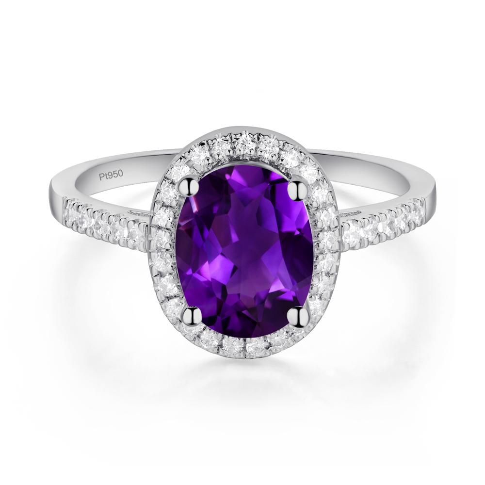 Oval Amethyst Halo Ring - LUO Jewelry #metal_platinum