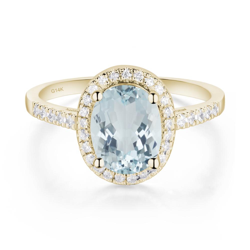 Oval Aquamarine Halo Ring - LUO Jewelry #metal_14k yellow gold