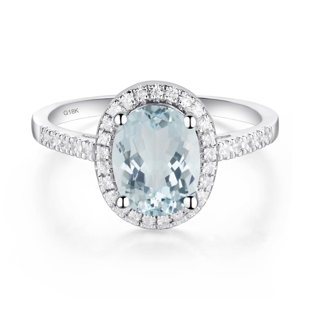 Oval Aquamarine Halo Ring - LUO Jewelry #metal_18k white gold