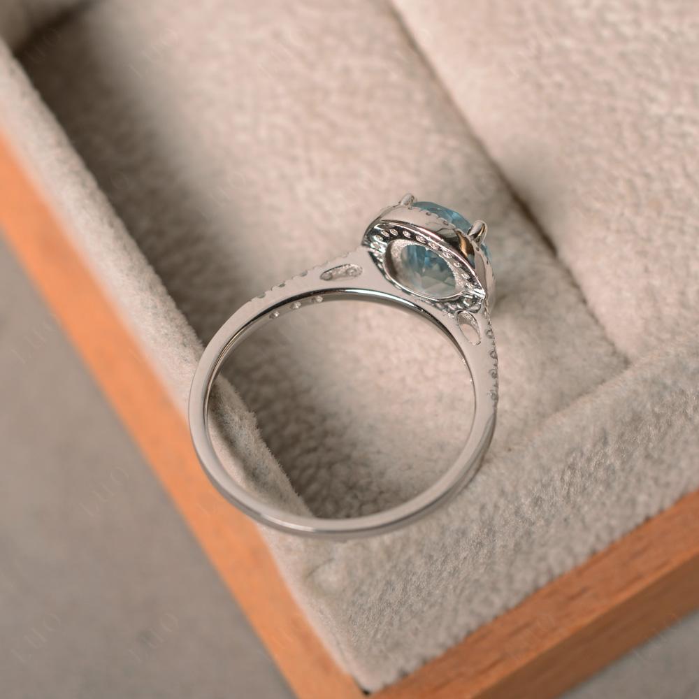 Oval Aquamarine Halo Ring - LUO Jewelry 